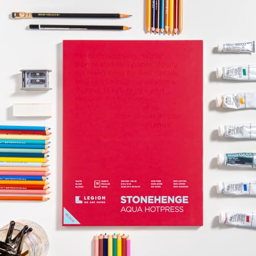 Stonehenge Aqua White Medium Weight Block, 140lb, Hotpress, 15 Sheets for Wet and Dry Media (12X16) - size: 12 x 16 inches