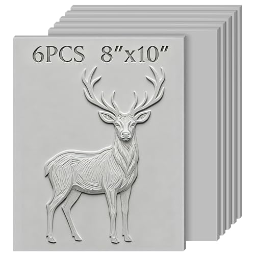 Oopsu 6 Pcs Linoleum Blocks for Printmaking, 8 x 10 Inch Rubber Carving | Soft TPR sheets, 0.12 inch thick; easy to carve for crisp prints, stamp making, card making, DIY crafts and art projects.