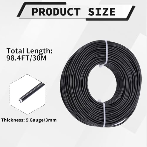 9 Gauge Aluminum Craft Wire, 100 Feet 3mm Bendable Metal Wire for Jewelry Making, Sculpting and Floral Design, Soft Armature Wire for DIY Crafts (Black) - size: 9 Gauge(3mm), style: Black