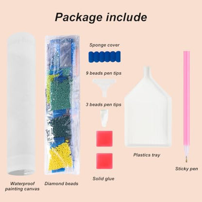 Acudotr Stone Diamond Painting Kits for Adults,Beach Landscape 5D DIY Diamond Art Kits for Beginners, Full Drill Diamond Painting Kits for Home Wall Decor, 12x12 Inch