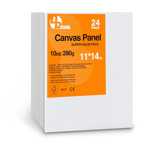 Canvas Boards for Painting 11x14 Inch, 24-Pack Bulk Canvas Value Pack - Blank Paint Canvas Panels for Acrylic, Oil, Watercolor, Tempera, Gouache - size: 11"x14"