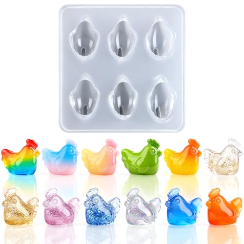 Mini Cute Chicken Figurines Silicone Mold | Micro Dollhouse Animal Epoxy Casting Mold Realistic Shapes for DIY Resin Art Fairy Garden Miniatures Landscape Crafts Decor - color: 1 Pc Chicken White