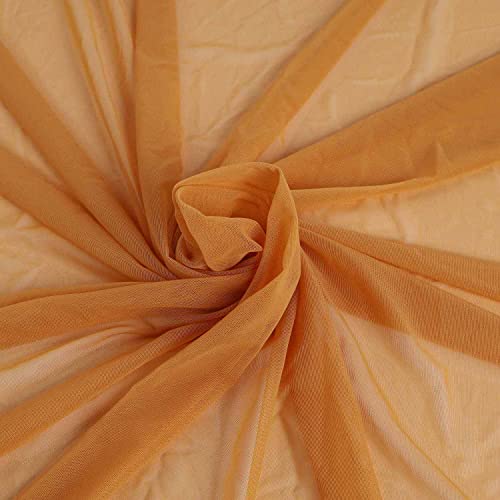 Superfine 4-Way Stretch Net Fabric Nylon Spandex Power Mesh Lightweight Sheer 60" Wide, a Continuous 5 Yards (Turmeric) - color: Turmeric