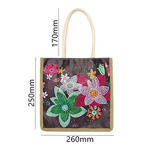 DOOSAI Diamond Painting Canvas Tote Bags 4 Pack Boho Diamond Dots Art Kits Shoulder Bags 5D DIY Handbags Handmade Gifts Reusable Shopping Bags with Handles for Women Adults(Peacock Butterflys Flower) - color: 4 Pack Peacock Butterflys Flowers