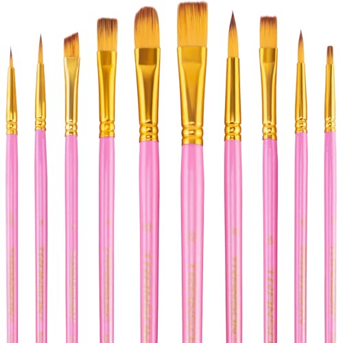 Transon 20pcs Bulk Artist Paint Brush Set for Acrylic Watercolor Gouache Hobby Craft Face Painting Pink - color: Pink