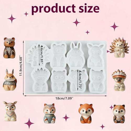 Animal Polymer Clay Mold Boho Tribal Animal Silicone Molds - color: Style C