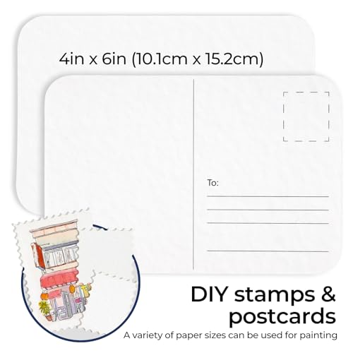 Funto 4x6 100% Cotton Watercolor Paper Postcards, 28 Cards + 2 Stamp Sheets - style: 4x6 Postcards-100% Cotton