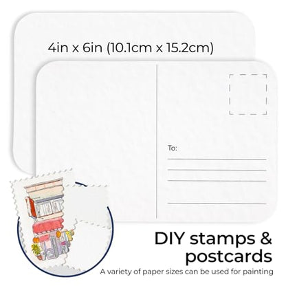 Funto 4x6 100% Cotton Watercolor Paper Postcards, 28 Cards + 2 Stamp Sheets - style: 4x6 Postcards-100% Cotton