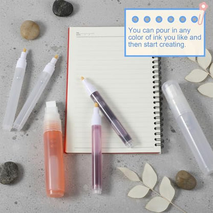16 Pcs Refillable Acrylic Paint Markers, Refillable Paint Pen, 3mm, 6mm, 15mm Empty Acrylic Markers, with 6 Replaceable Pen Tips and 3 ml Dropper for Touch Up Graffiti Paper Drawing