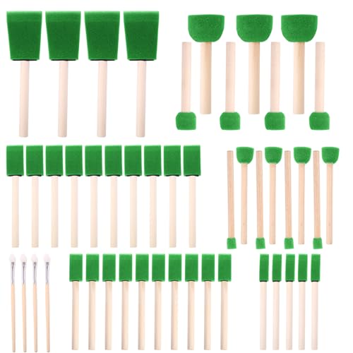 Foam Paint Brushes, 48 Pcs -10 Sizes, Paint Sponge, Premium Foam Brushes - color: Green