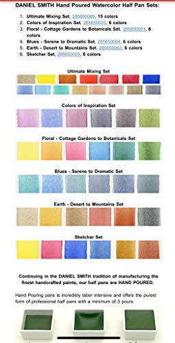 Daniel Smith Hand Poured Watercolor, Half Pans, Earth Set with 6 Watercolor Half Pans, 9 Empty Half Pans, 1 Plastic Travel Case (Total 16 Pieces) 285650002 - style: Earth Set of 6 Colors with 9 Plastic Cases
