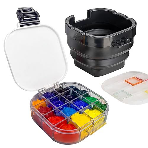 Falling in Art 16 Wells Airtight Paint Palette with Lid, Black - color: Black