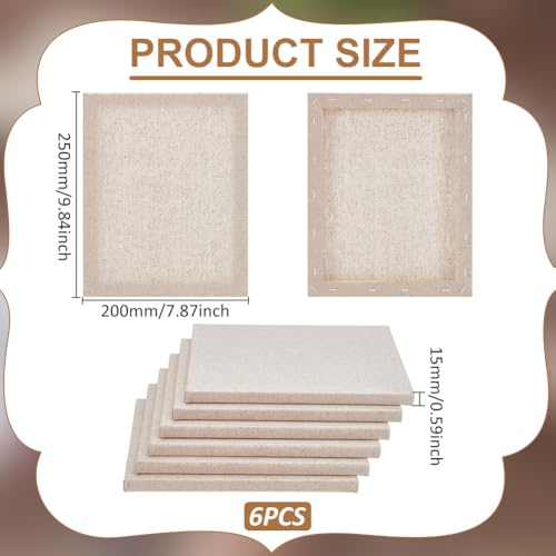 Clear Primed Linen Canvas, 6 Pack 8x10 Professional Oil Primed Linen Panels Durable Canvas Medium Texture Painting Panels for Oil Acrylic Pastels Alkyd Colors Painting Artwork