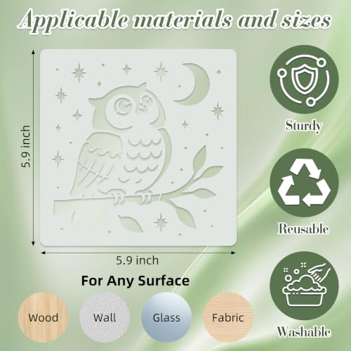 Owl Stencils for Crafts Reusable 24Pcs Stencils(5.9X5.9 inch) - color: Owl 1