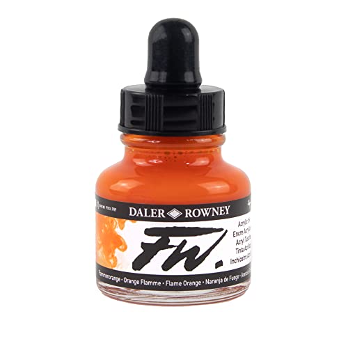 Daler-Rowney FW Acrylic Artists Ink, 1 oz, Flame Orange (160029687) - color: Flame Orange