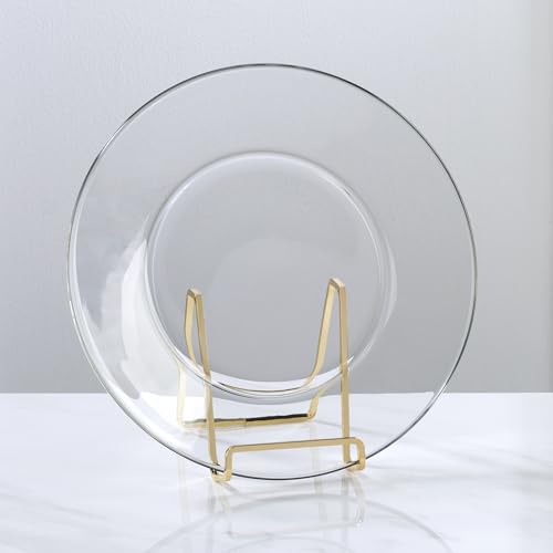TRIPAR Square Metal Wire Stand, Brass Finish (4-Inch Depth) - Tabletop Easel Display - Handcrafted Edge Design For Sleek & Modern Look - Perfect for Books, Plates, Photos & More