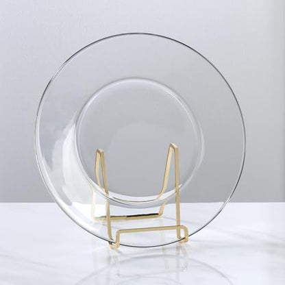 TRIPAR Square Metal Wire Stand, Brass Finish (4-Inch Depth) - Tabletop Easel Display - Handcrafted Edge Design For Sleek & Modern Look - Perfect for Books, Plates, Photos & More