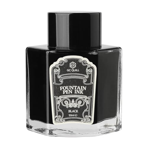 Fountain Pen Ink 50ml Non-Carbon, Dye-Based Ink Bottle for Smooth Writing - Fast Drying, Vivid Colors, Clog-Free Formula, Compatible with Fountain Pens, Dip Pens,Calligraphy LL711 (Black)