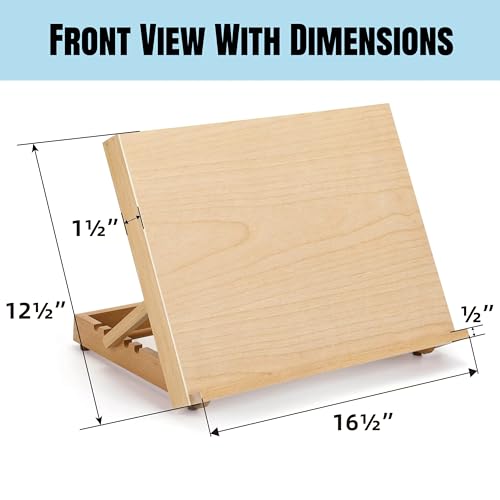 12.5"x16.5" Foldable Beechwood Tabletop Painting Easel | Portable Drafting Table & Art Stand, 5-Position Desk Easel With Smooth Art Board For Studio Sketching, Art Supplies
