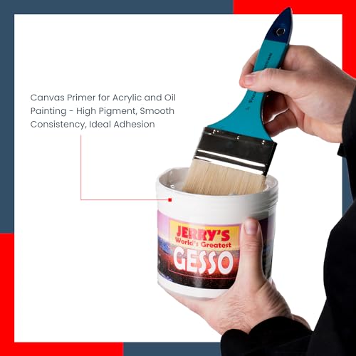 Jerry's World's Greatest Acrylic Ultra Bright White Gesso Primer - Non-Yellowing - Highly Pigmented Gesso Primer ideal for Students, Professionals, Artists - One Quart (32 oz) - size: 32 Fl Oz (Pack of 1)
