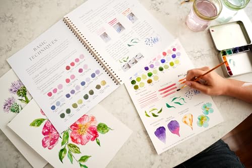 Wildflower Watercolor Workbook with Real Cold Press Cotton Watercolor Paper, Pre-Outlined Designs, Step-by-Step Instructions & Online Videos – Premium Botanical Art Book for Adults & Beginners - style: Wildflower