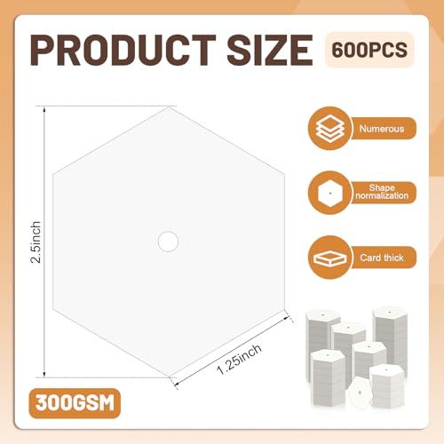 600 PCS Hexagon Piecing Paper Templates, 1.25" White Paper templates, Quilting Templates Accessories for DIY Patchwork Crafts and Sewing Supplies﻿ - size: 1.25 Inch-600pcs Hexagon