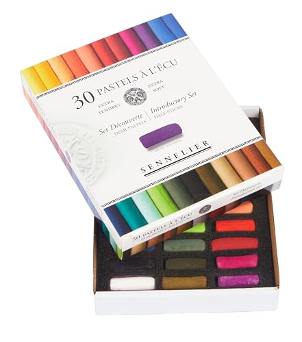 SENNELIER Extra-Soft French Half Pastel Professional Artist Box Set, 30-Colors