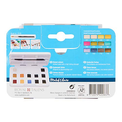 Van Gogh Watercolor Paint Set, Plastic Pocketbox, 12-Half Pan Muted Colors Selection - color: 12 Muted (Plastic Pocketbox), style: Half Pan