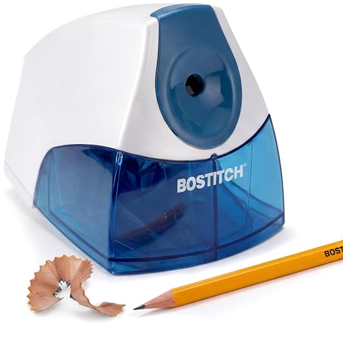 Bostitch Office Electric Pencil Sharpener for Classroom & Desk Use, Heavy-Duty Stall-Free Motor, High-Capacity Shavings Tray, Blue - color: Blue