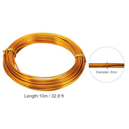 PATIKIL 32.8ft Aluminum Wire, 1pcs Jewelry Wire Aluminum Craft Wire 2mm 12 Gauge Wire Metal for Jewelry Making Beading Crafting Pendants Art, Gold - color: Gold, size: 2mm