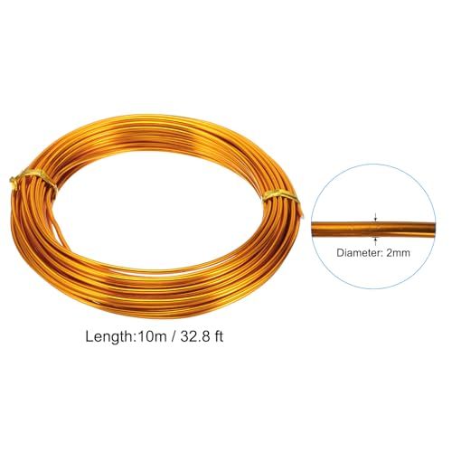 PATIKIL 32.8ft Aluminum Wire, 1pcs Jewelry Wire Aluminum Craft Wire 2mm 12 Gauge Wire Metal for Jewelry Making Beading Crafting Pendants Art, Gold - color: Gold, size: 2mm