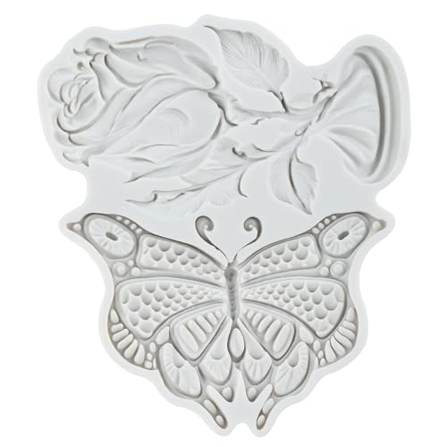 Butterfly Rose Polymer Clay Molds Butterfly Flower Silicone Mold - color: Style K