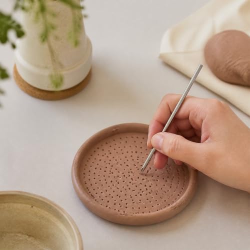 Penitue 12pcs Clay Hole Punch Clay Sculpting Tools for Pottery | Stainless Steel Silver Circular Pottery Hole Cutters Multi-Size Hand Sculpture Cutting Tool for Drilling Carving Ceramics
