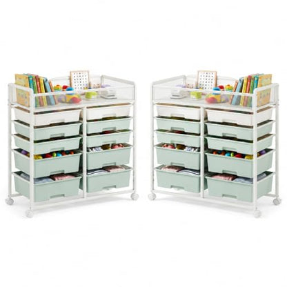 2 Pack Craft Cart with Wheels, Stylish Rolling Craft Cart with 10 Drawers, Art Cart Organizer and Storage, Rolling Utility Cart with Handles for Organizing Crafts, Yarn, Toys, School Supplies, etc - size: 10-Drawers(2 Pack)