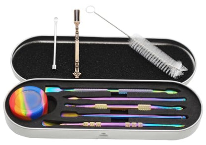 KUVIS Wax Carving Tools with 5ml Silicone Container and Tin Box (Rainbow) - color: Rainbow