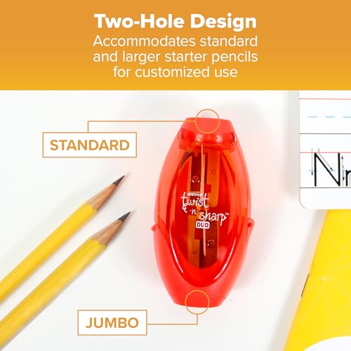 Bostitch Office Twist-N-Sharp Manual Pencil Sharpener, 2 Holes for Standard and Jumbo Pencils with Ratchet Technology, 1 Sharpener Random Color - size: 1-Pack