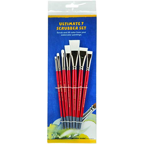 Creative Mark Scrubber Watercolor Brushes - Professional Watercolor Brushes for Scrubbing, Blotting, Re-Shaping Edges, and More! - Set of 7 - size: 7-Piece Set