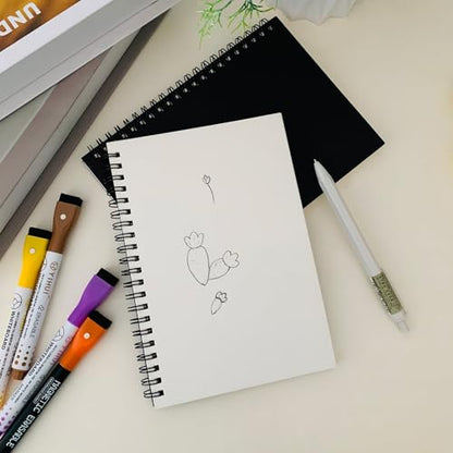 Premium 2-Pack Sketchbooks - Soft Cover, 140 Pages (70 Sheets), 7.5 x 5.1 inches, 100GSM Paper, Black Spiral Notebooks Set