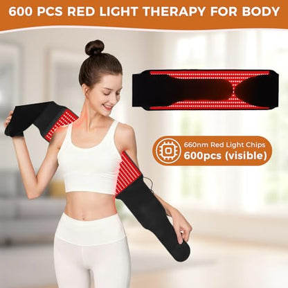Red Light Therapy for Body, Infrared Light Therapy for Shoulder Waist Muscle, Upgraded 3 in 1 Led Beads, 660nm Red Light & 850nm Near Infrared Light Therapy Belt - size: 600 leds