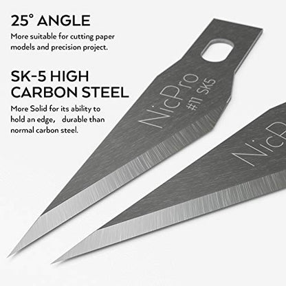 Nicpro 120 PCS Hobby Blades Set SK-5, Utility #11 Art Blades Refill Cutting Tool with Storage Case for Craft, Hobby, Scrapbooking, Stencil (Pack of 2) - size: #11 (Pack of 2)