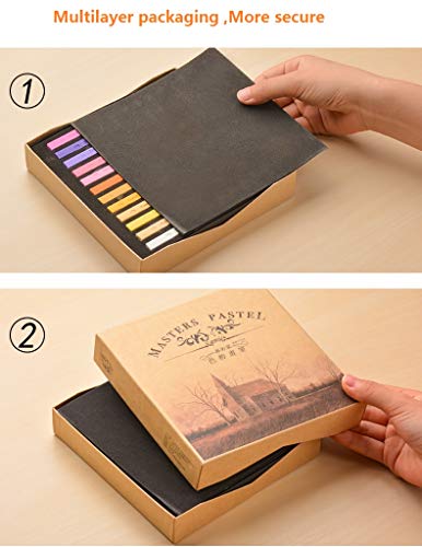 Non Toxic Artist Pastels,Square Soft Pastels Set,Chalks 12/24/36/48 Colors Soft Dry Pastel Artist Chalk Pastel Sticks for Office School Art Drawing Painting Supplies Professional Art Pastel (24Pcs) - color: 24Pcs