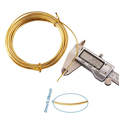 Fashewelry 16.4 Feet/Roll 12 Gauge Aluminum Wire 10 Rolls Gold Bendable Metal Craft Wire for Beading Jewelry Craft Making Total 164 Feet - color: Round-12 Guage-Gold