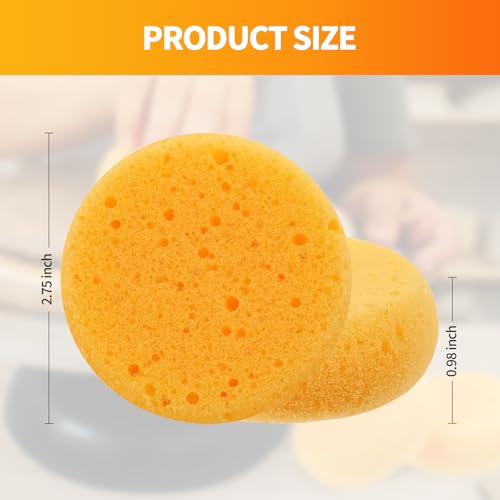 12 Pcs Pottery Sponges, 2.75 inch Yellow Round Sponges for Clay Art, Painting & Crafts, Tack Cleaning Sponges for Household & Leather Care - size: 12pcs