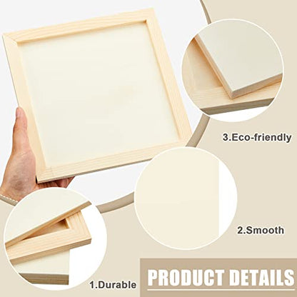 Kathfly 12 Pcs 8 x 8 Inch Wood Panels for Painting,Unfinished Boards - size: 8 x 8 inch