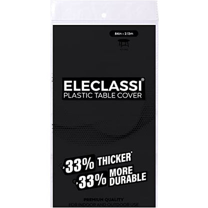 Eleclassi Black 12 Pack Premium Round Disposable Plastic Tablecloth - 84 Inch Round Plastic Table Cloths for Parties - color: Black, size: 12 Pack Round