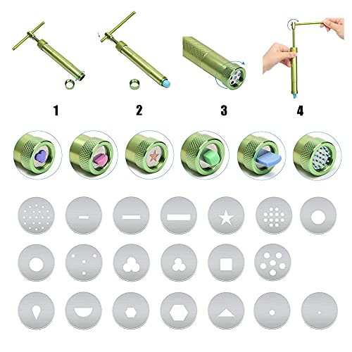 Allazone 19 PCS Polymer Clay Extruder kit, Rotary Clay Extruder with 20 Tips Sugar Extruder Disks, Polymer Clay Cutters, Clay DIY Tool for Clay Modeling Tool - color: 19 PCS