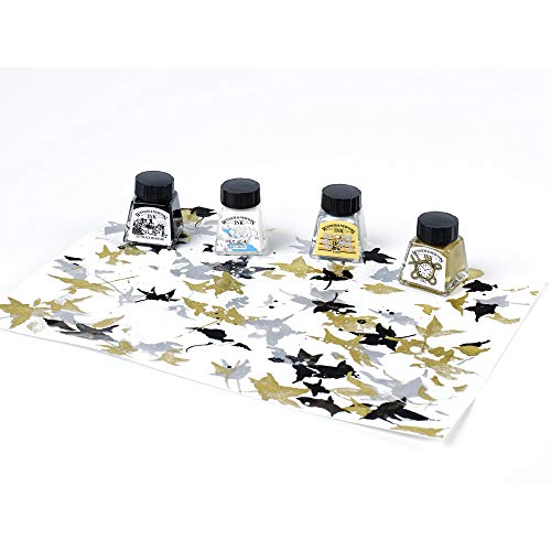 Winsor & Newton Drawing Ink Set, Set of 4, Black, White, Metallic Tones - style: Metallic Tones