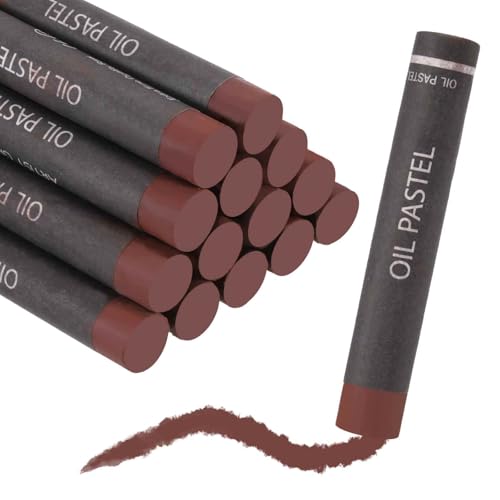 MECCANIXITY Soft Oil Pastels, Oil Pastel Crayons Vibrant Color Blendable Art Supplies for Painting Drawing Blending Painting Artists Beginners Professional(Dark Brown, Pack of 16) - color: Dark Brown