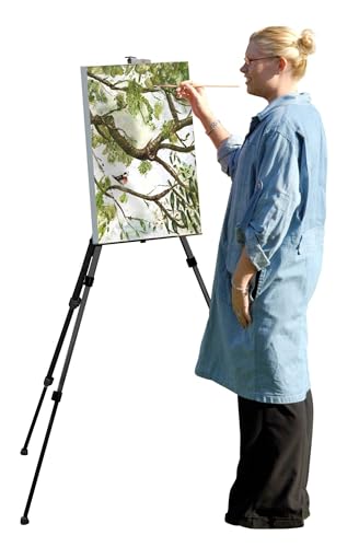 Creative Mark Feather Portable Lightweight Painting Adjustable Folding Tripod Easel Stand for Painting, Up to 75" Tall, Easy-Lok Canvas Holder Fits 1.5" Canvases from 4''-30'' Tall