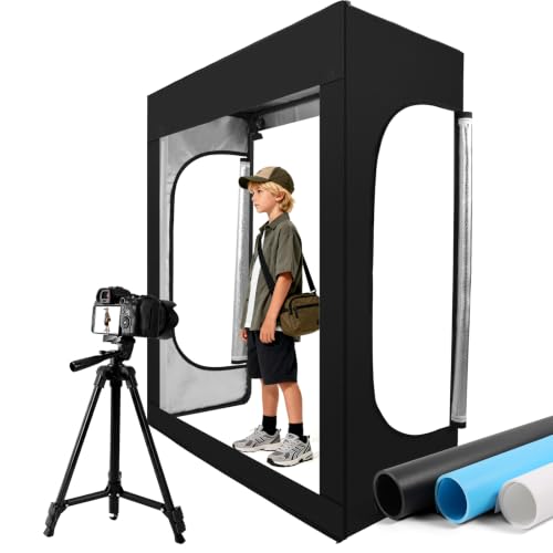 Large LightBox with Tripod Stand, 47"x20"x55" Light Box with 8 Stepless Dimming Light Boards 768 LED Beads,Shooting Tent kit with 3 Backdrops.Professional Photobooth Softbox for Studio Photography - size: 47*20*55 Inch